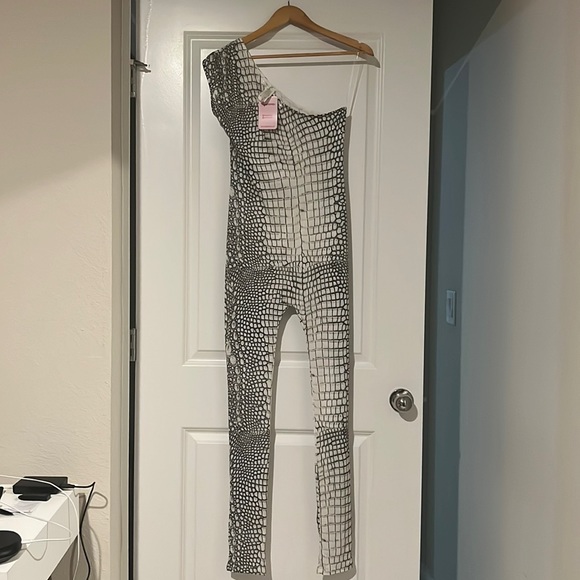 Snake Print Sequined Jumpsuit size Medium - Picture 1 of 3